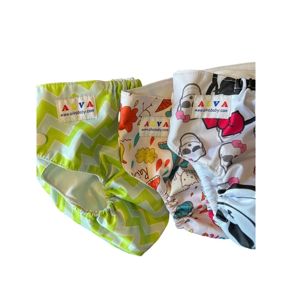 Alva Baby 3 Pack Adjustable Pocket Cloth Diapers One Size
